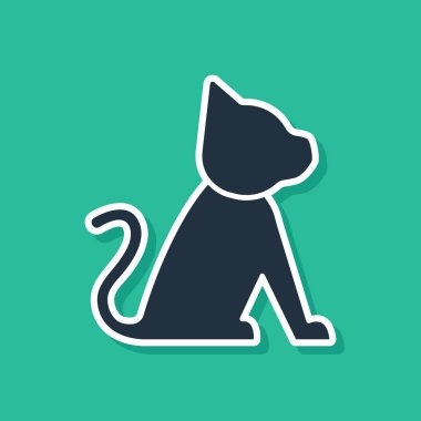 Mavi Kedi simgesi yeşil arka planda yalıtılmış. Vektör İllüstrasyonu