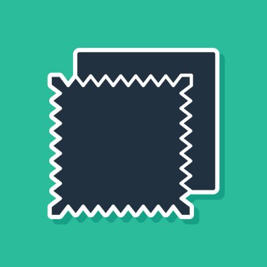 Mavi Tekstil kumaş rulo simgesi yeşil arka plan üzerinde izole. Rulo, paspas, halı, kumaş, halı veya kağıt rulo simgesi. Vektör İllüstrasyonu