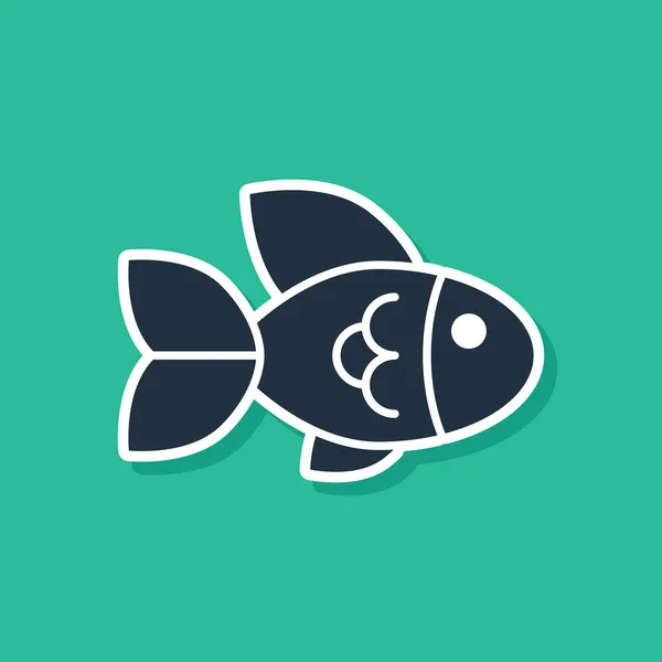 Blauwe vis pictogram geïsoleerd op groene achtergrond. Vector illustratie — Stockvector
