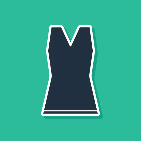 Kék nő ruha ikon izolált zöld háttér. Ruha-jel. Vektoros illusztráció — Stock Vector