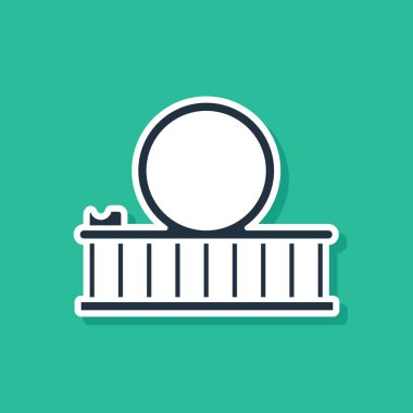 Mavi Roller coaster simgesi yeşil arka plan üzerinde izole. Lunapark. Çocuk eğlence oyun alanı, eğlence parkı. Vektör İllüstrasyonu