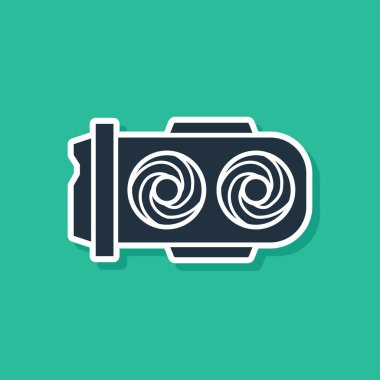 Mavi Madencilik çiftlik simgesi yeşil arka plan üzerinde izole. Kripto para madenciliği, blockchain teknolojisi, dijital para piyasası, kripto para cüzdanı. Vektör İllüstrasyonu