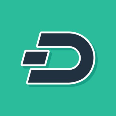 Mavi Cryptocurrency sikke Dash simgesi yeşil arka plan üzerinde yalıtılmış. Dijital para birimi. Altcoin sembolü. Blockchain tabanlı güvenli kripto para birimi. Vektör İllüstrasyonu