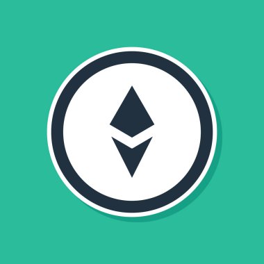 Mavi Cryptocurrency sikke Ethereum Eth simgesi yeşil arka plan üzerinde izole. Altcoin sembolü. Blockchain tabanlı güvenli kripto para birimi. Vektör İllüstrasyonu