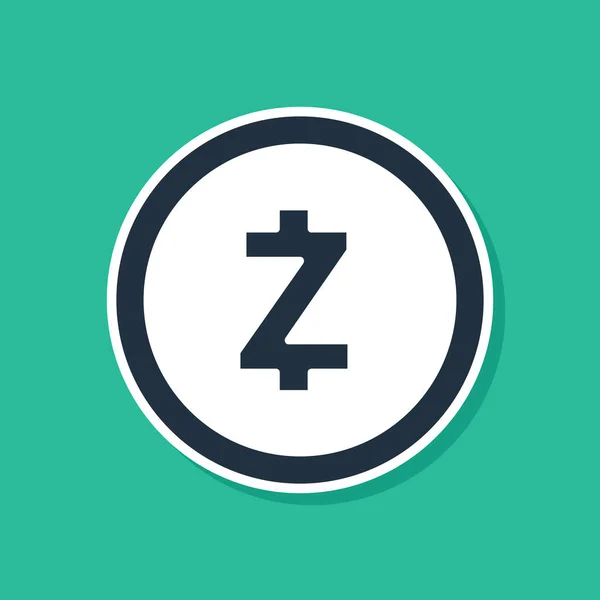 Blaue Kryptowährung Münze zcash zec Symbol isoliert auf grünem Hintergrund. Digitalwährung. Altmünzsymbol. Blockchain-basierte sichere Kryptowährung. Vektorillustration — Stockvektor