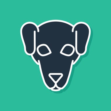 Mavi Avcılık köpek simgesi yeşil arka plan üzerinde izole. Vektör İllüstrasyonu