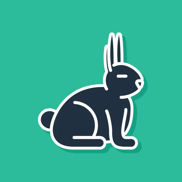 Icône lapin bleu isolé sur fond vert. Illustration vectorielle — Image vectorielle