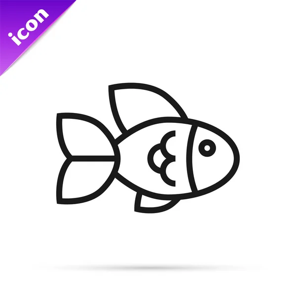 Ligne noire Icône poisson isolé sur fond blanc. Illustration vectorielle — Image vectorielle