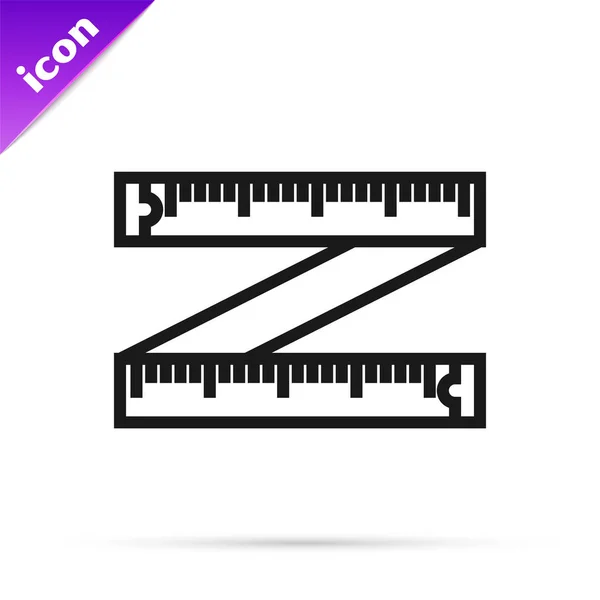 Zwarte lijn Tape maatregel pictogram geïsoleerd op witte achtergrond. Meetlint. Vector Illustratie — Stockvector