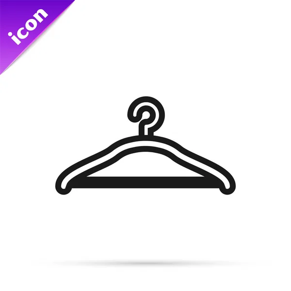 Black line Hanger wardrobe icon isolated on white background. Cloakroom icon. Clothes service symbol. Laundry hanger sign. Vector Illustration — Stock Vector