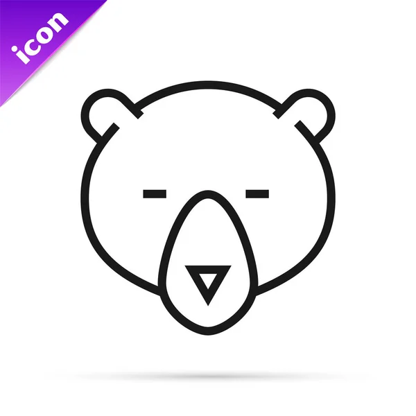 Linha preta Ícone da cabeça do urso isolado no fundo branco. Ilustração vetorial —  Vetores de Stock