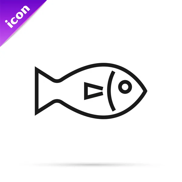 Black line Fish icon isolated on white background. Vector Illustration — Stock Vector