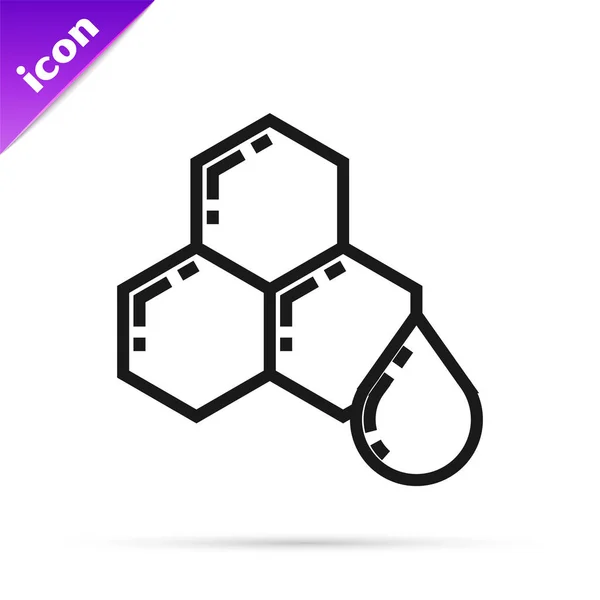Czarna linia ikona Honeycomb wyizolowana na białym tle. Miód komórki symbol. Słodkie naturalne jedzenie. Ilustracja wektorowa — Wektor stockowy