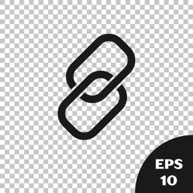 Siyah zincir bağlantı simgesi şeffaf arka planda yalıtılmış. Tek bağlantı. Köprü zinciri sembolü. Vektör Illustration