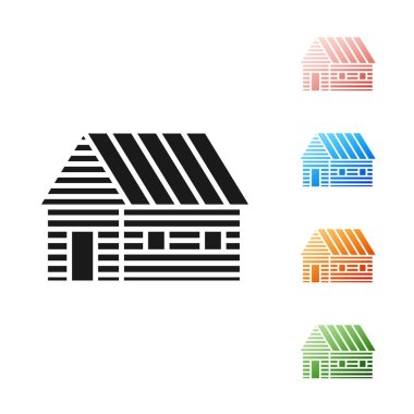 Siyah Çiftlik ev simgesi beyaz arka plan üzerinde izole. Simgeleri renkli ayarlayın. Vektör İllüstrasyonu