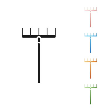 Siyah Bahçe komisyon simgesi beyaz arka plan üzerinde izole. Bahçecilik, tarım, tarım için bir araç. Yer kültivatör. Temizlik ekipmanları. Simgeleri renkli ayarlayın. Vektör İllüstrasyonu