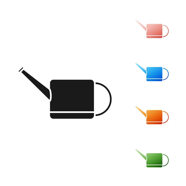 Black Watering can icon isolated on white background. Irrigation symbol. Set icons colorful. Vector Illustration — Stock Vector