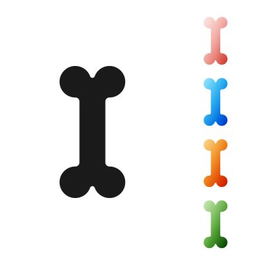 Siyah Köpek kemik simgesi beyaz arka plan üzerinde izole. Evcil hayvan gıda sembolü. Simgeleri renkli ayarlayın. Vektör İllüstrasyonu