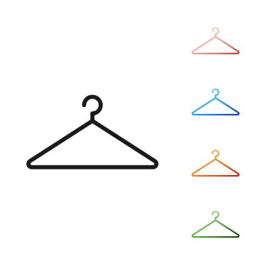 Siyah Askı giysi ikonu beyaz arka planda izole edildi. Vestiyer ikonu. Kıyafet servis sembolü. Çamaşır askı tabelası. Simgeleri renklendirin. Vektör İllüstrasyonu