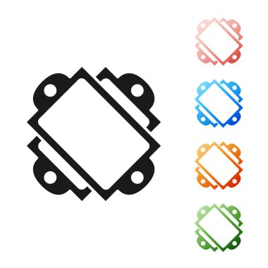 Siyah Bilet simgesi beyaz arkaplanda izole edildi. Eğlence parkı. Simgeleri renklendirin. Vektör İllüstrasyonu