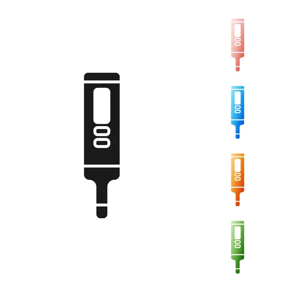 Thermomètre numérique médical noir pour icône d'examen médical isolé sur fond blanc. Définir des icônes colorées. Illustration vectorielle — Image vectorielle