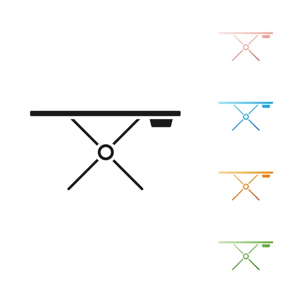 Icona tavola da stiro nera isolata su sfondo bianco. Set icone colorate. Illustrazione vettoriale — Vettoriale Stock