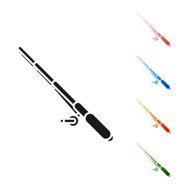 Siyah Olta simgesi beyaz arka plan üzerinde izole. Balıkçılık ekipmanları ve balık yetiştiriciliği konuları. Simgeleri renkli ayarlayın. Vektör İllüstrasyonu