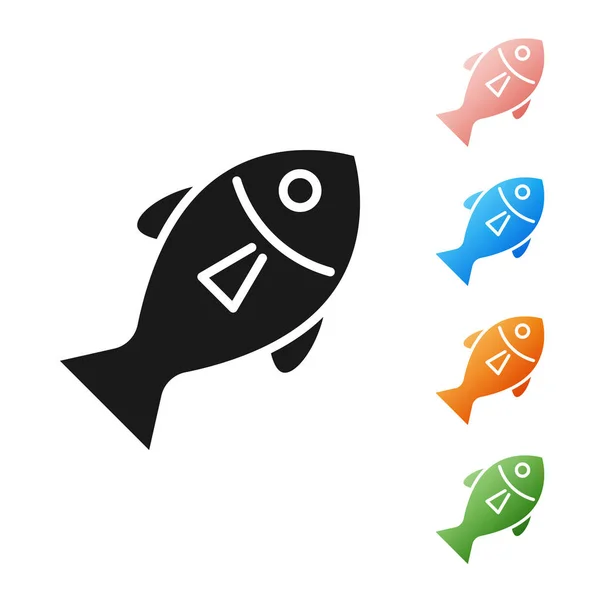 Icono de Black Fish aislado sobre fondo blanco. Establecer iconos de colores. Ilustración vectorial — Vector de stock