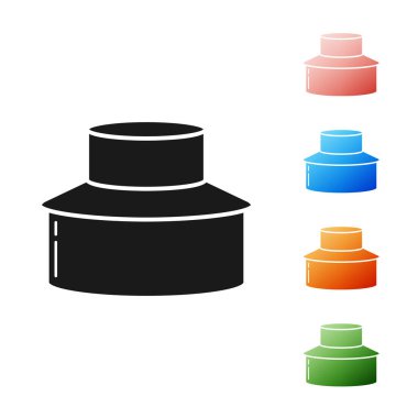 Beyaz arka planda izole şapka simgesi ile Siyah Arıcı. Özel koruyucu üniforma. Simgeleri renkli ayarlayın. Vektör İllüstrasyonu