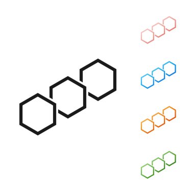 Siyah Petek simgesi beyaz arka plan üzerinde izole. Bal hücreleri sembolü. Tatlı doğal yemekler. Simgeleri renkli ayarlayın. Vektör İllüstrasyonu