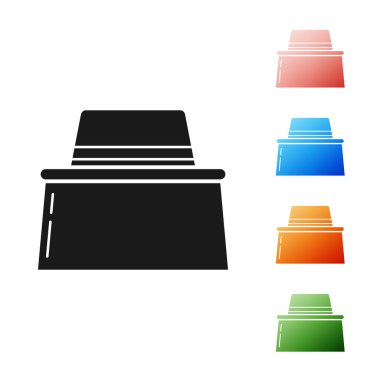 Beyaz arka planda izole şapka simgesi ile Siyah Arıcı. Özel koruyucu üniforma. Simgeleri renkli ayarlayın. Vektör İllüstrasyonu