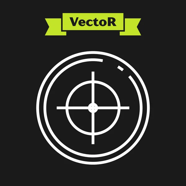 White line Target sport for shooting competition icon isolated on black background. Clean target with numbers for shooting range or shooting. Vector Illustration — Stock Vector