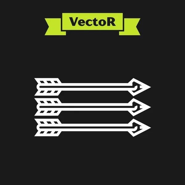 Weiße Linie Hipster Pfeile Symbol isoliert auf schwarzem Hintergrund. Vektorillustration — Stockvektor