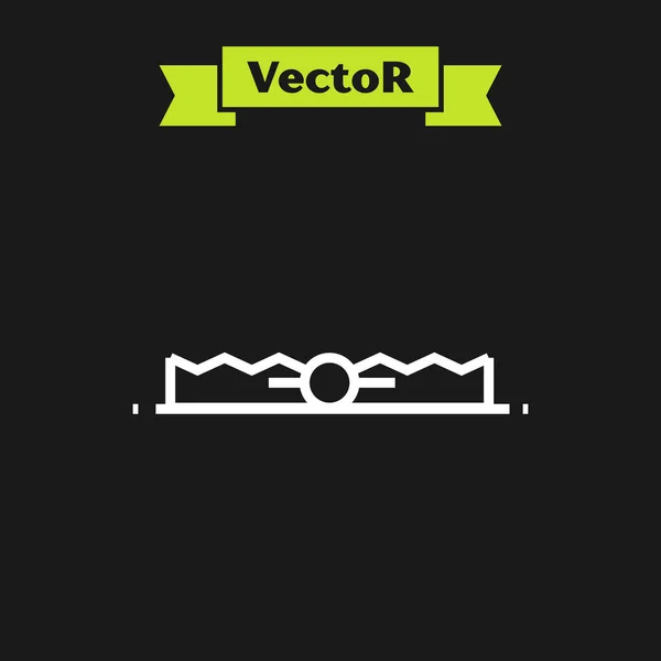 Linha branca Ícone de caça armadilha isolado no fundo preto. Ilustração vetorial — Vetor de Stock