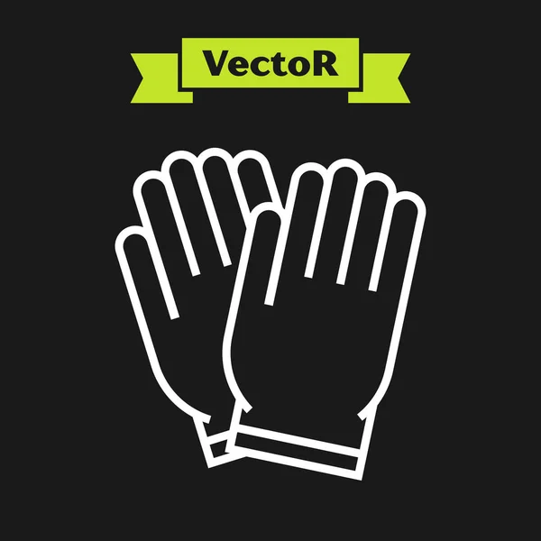 Weiße Linie Gartenhandschuhe Symbol isoliert auf schwarzem Hintergrund. Gummihandschuhe unterschreiben. Handschutz für die Landwirtschaft, Handschuhe Sicherheit. Vektorillustration — Stockvektor