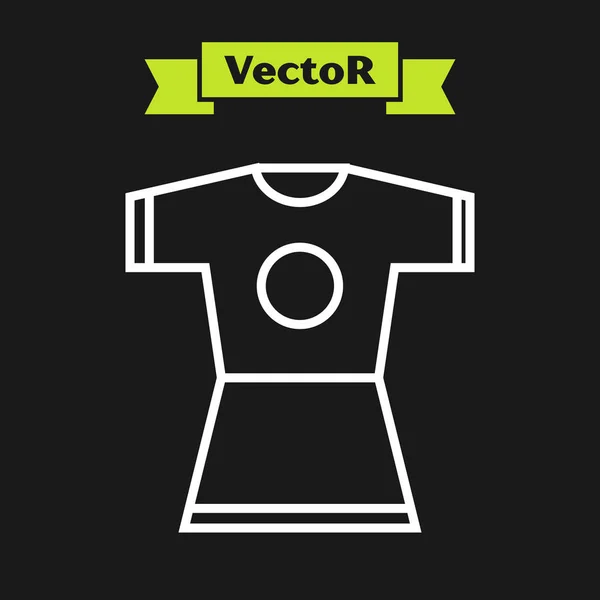 Línea blanca Icono de vestido de mujer aislado sobre fondo negro. Señal de ropa. Ilustración vectorial — Vector de stock