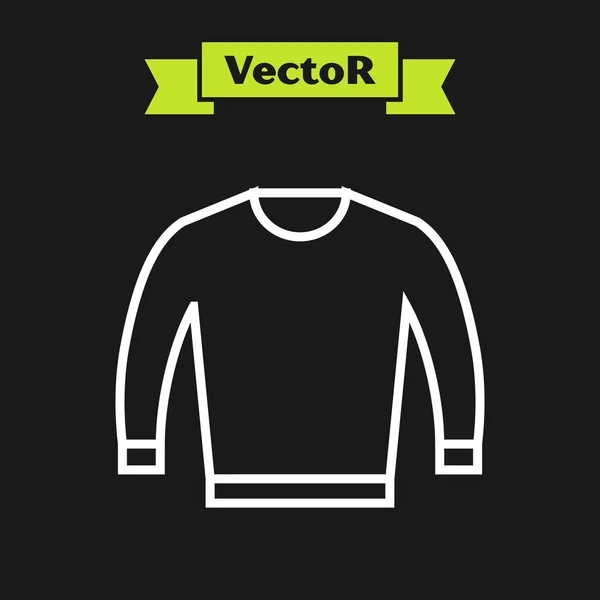 Weißes Strickpullover-Symbol auf schwarzem Hintergrund. Pullover-Symbol. Vektorillustration — Stockvektor