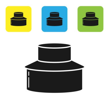 Beyaz arka planda izole şapka simgesi ile Siyah Arıcı. Özel koruyucu üniforma. Simgeleri renkli kare düğmeleri ayarlayın. Vektör İllüstrasyonu