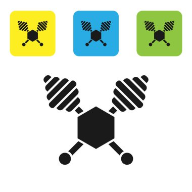 Siyah Bal dipper sopa simgesi beyaz arka plan üzerinde izole. Bal kepçesi. Simgeleri renkli kare düğmeleri ayarlayın. Vektör İllüstrasyonu