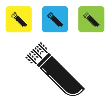 Beyaz arka planda izole edilmiş oksimgesi olan siyah Titreme. Simgeleri renkli kare düğmeleri ayarlayın. Vektör İllüstrasyonu