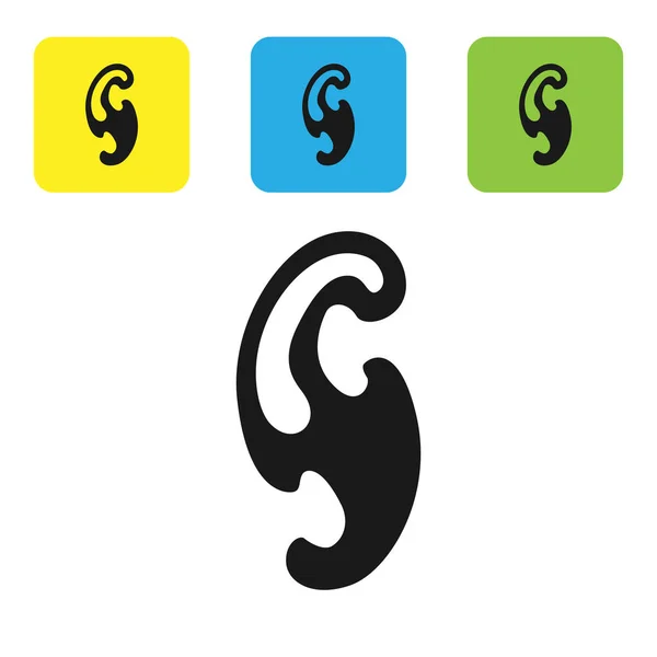Icono de curvas en francés negro aislado sobre fondo blanco. Equipo de costura. Establecer iconos coloridos botones cuadrados. Ilustración vectorial — Archivo Imágenes Vectoriales