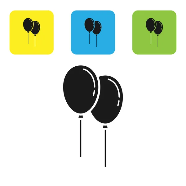Globos negros con icono de cinta aislado sobre fondo blanco. Establecer iconos coloridos botones cuadrados. Ilustración vectorial — Archivo Imágenes Vectoriales
