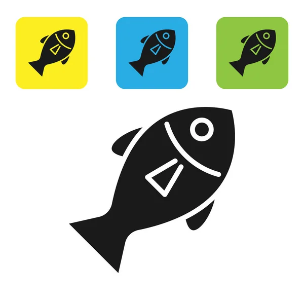 Icono de Black Fish aislado sobre fondo blanco. Establecer iconos coloridos botones cuadrados. Ilustración vectorial — Vector de stock