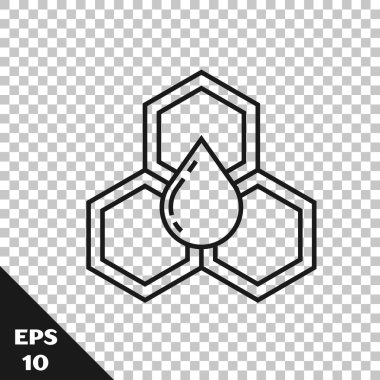 Saydam arka planda yalıtılmış siyah çizgi Petek simgesi. Bal hücreleri sembolü. Tatlı doğal yemekler. Vektör İllüstrasyonu