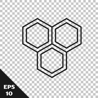 Saydam arka planda yalıtılmış siyah çizgi Petek simgesi. Bal hücreleri sembolü. Tatlı doğal yemekler. Vektör İllüstrasyonu