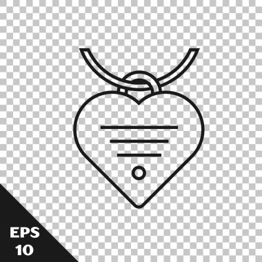 Saydam arka planda izole ad etiketi ve kalp simgesi ile Siyah çizgi Yaka. Evcil hayvanlar için basit malzemeler. Kedi ve köpek bakımı. Evcil hayvan zincirleri. Vektör İllüstrasyonu