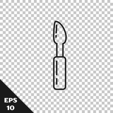 Saydam arka planda yalıtılmış siyah çizgi Kesici araç simgesi. Bıçakla dikiş bıçağı. Vektör İllüstrasyonu