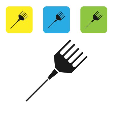 Siyah Hairbrush simgesi beyaz arka plan üzerinde izole. Saç işaretini taramak. Berber sembolü. Simgeleri renkli kare düğmeleri ayarlayın. Vektör İllüstrasyonu