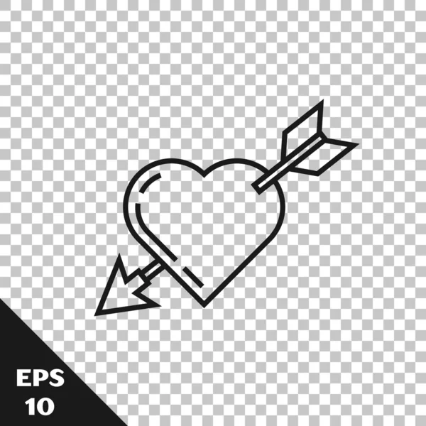 Saydam arka planda izole kalp ve ok simgesi ile Siyah satır Amour sembolü. Aşk işareti. Sevgililer günü sembolü. Vektör İllüstrasyonu