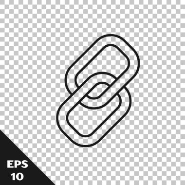 Saydam arka planda yalıtılmış siyah çizgi zinciri bağlantı simgesi. Bağlantı tek. Köprü zinciri sembolü. Vektör İllüstrasyonu